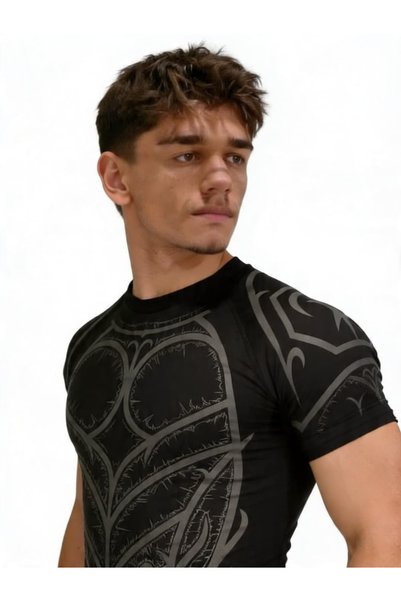 Yokedwear Titan Compression (Black) Slim Fit Crew Neck T-Shirt Black Unisex Youth