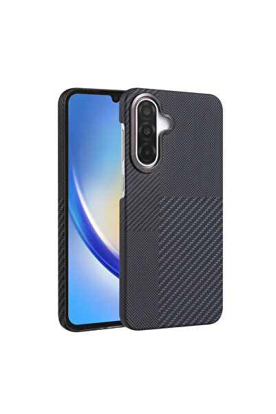 UnDePlus Samsung Galaxy A56 Kılıf Kevlar Desenli Karbon M-Safe Magnetik Şarj ...