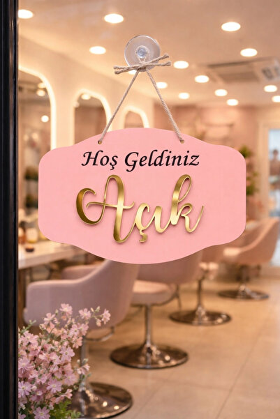 ERDİZDEN Pleksi Yazılı Modern AÇIK-KAPALI Tabelası - Pembe