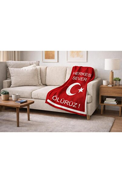 OSMANLI TRİKO Kişiye Özel Triko Battaniye-Türk Bayraklı Battaniye-Türkiye-Mil...