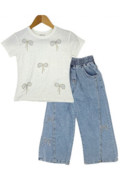 voyyo kids baby Κοριτσίστικο καλοκαιρινό σετ 2 τεμαχίων με κέντημα φιόγκου, τ...