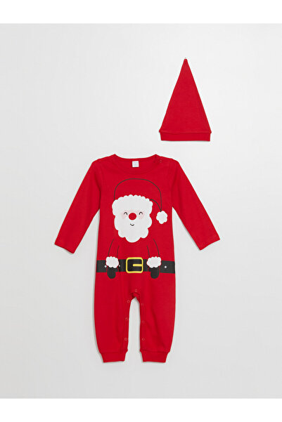 LC Waikiki Crew Neck New Year Themed Baby Boys' Jumpsuit
