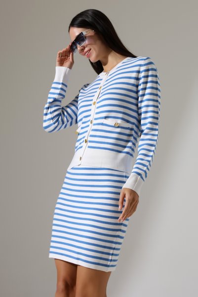 Lavinza Striped Knitwear Women's Cardigan – Soft Textured, Buttoned, Comforta...