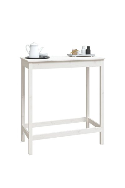 vidaxl Τραπέζι Μπαρ Λευκό 100 x 50 x 110 εκ. από Μασίφ Ξύλο Πεύκου