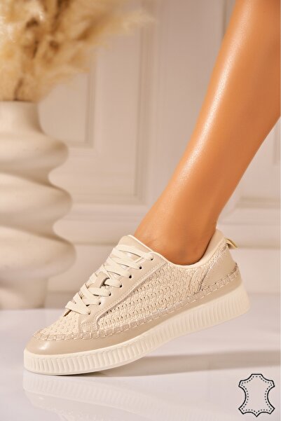 Joana Harnys Beige Genuine Leather Sneakers 41