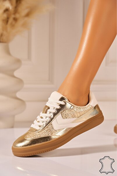 Joana Ileria Gold Genuine Leather Sneakers 36