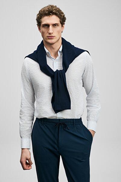 Lufian Ανδρικό πουκάμισο Federico Basic σε κανονική γραμμή, λευκό