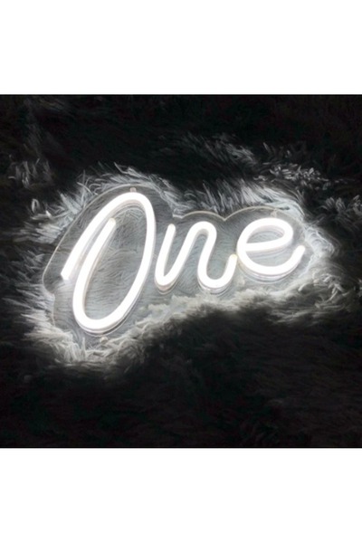 Slasa One LED Neon Sign 20x30 cm White Light with 6mm Acrylic Base First Birt...