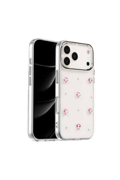 UnDePlus Apple iPhone 17 Pro Kılıf Şeffaf Üzeri Kabartma Parlak Desen Fiyonk ...