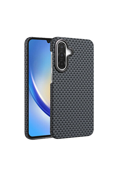 UnDePlus Samsung Galaxy A56 Kılıf Kevlar Desenli Karbon M-Safe Magnetik Şarj ...