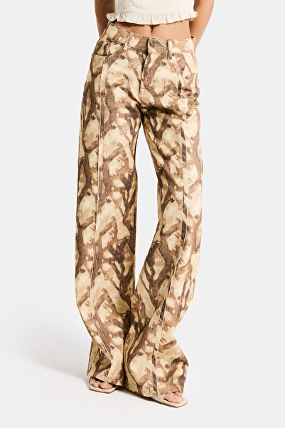 it's basic Γυναικείο τζιν παντελόνι σε καφέ χρώμα 7s6 με σχέδιο-10 Boyfriend,...