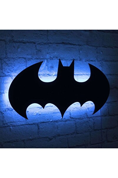 OEM Decor de perete Re-Bloom, model Batman, LED, MDF, negru/albastru, 50 x 25 cm