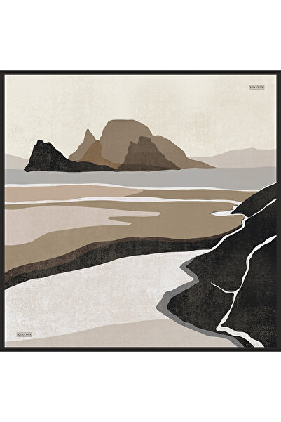 ARMANDA وشاح حرير بنقشة صحراوية - أسود-حجر