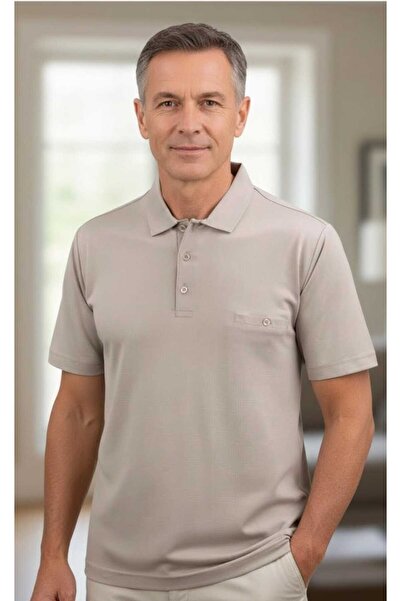 güncüoğlu New Season Polo Collar Hidden Pocket Buttoned Men's T-Shirt
