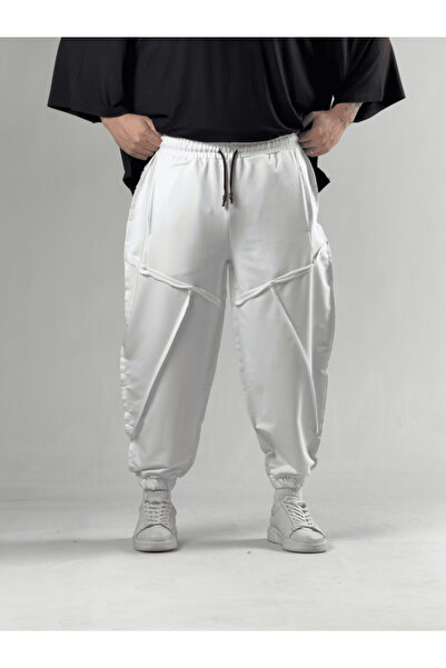 COCOPELLI White Men's Jogger Pants with Stitching Detail Coc3106