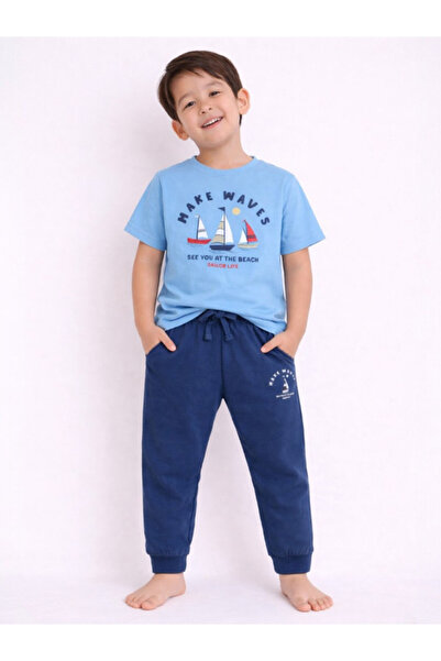Victor and Jane Boys’ Pajama Set – “Make Waves” Graphic Tee & Cuffed Pants