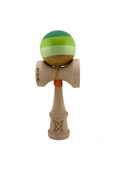 Cyrax Kendama X Original, Rulment metalic cu sfoară verde mixtă de 55 cm