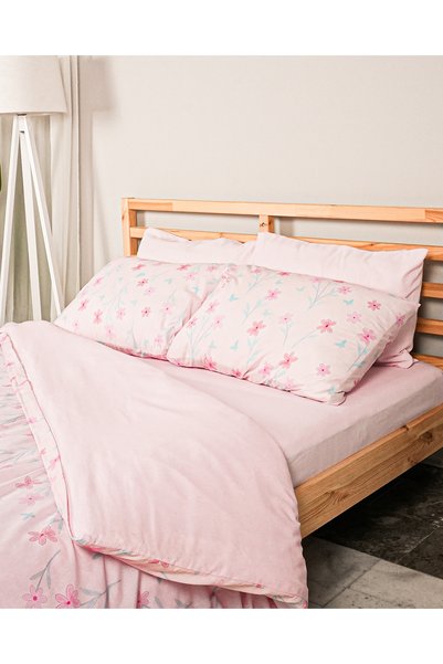 Rasel Tekstil Angel Cotton Double Floral Duvet Cover Set 200X220 cm Pink