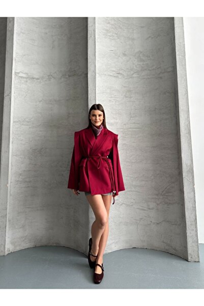 ÇEÇİM Γυναικείο Σακάκι με Ζώνη και Διπλό Κουμπωτό Κούμπωμα - HYN-00000949-008