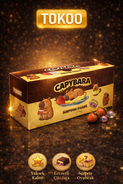 Tokoo Capybara - 30g*20 ad. Çilekli ve bubble gum aromalı krema ve patlayan şeker dolgulu sütlü çikolata