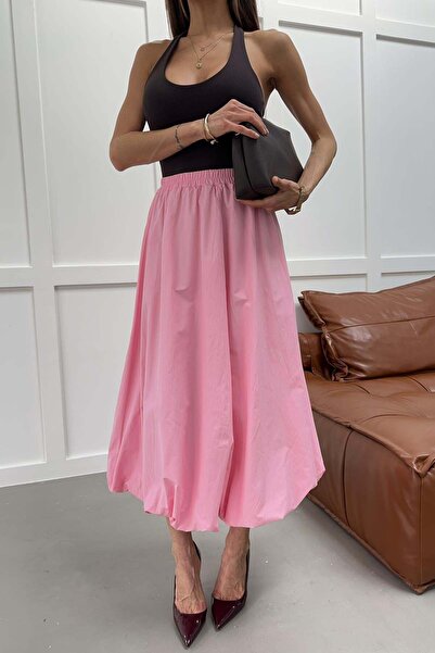 mylove Elastic Waist Long Balloon Skirt Pink