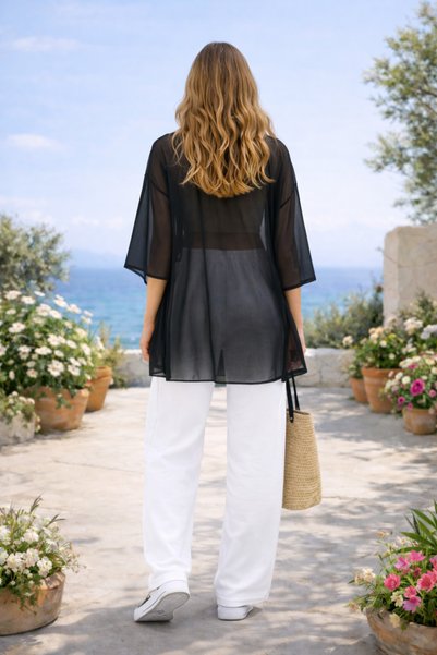 Gizrain Women's High Waist Gabardine Fabric Loose Fit Elastic Waist Summer Trousers