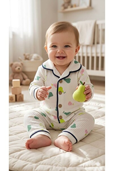 berkMICIRIK Baby Pajamas, Patterned Front Buttoned Long Sleeve Pajama Set