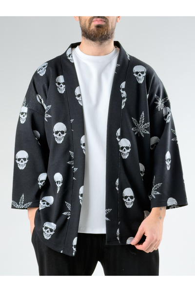 COCOPELLI Ανδρικό κιμονό με σχέδιο φύλλων κρανίου COCK0054