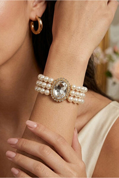 Happyline Pearl Oval Silver Stone Gold Plated Glass Pearl Choker Design Styli...