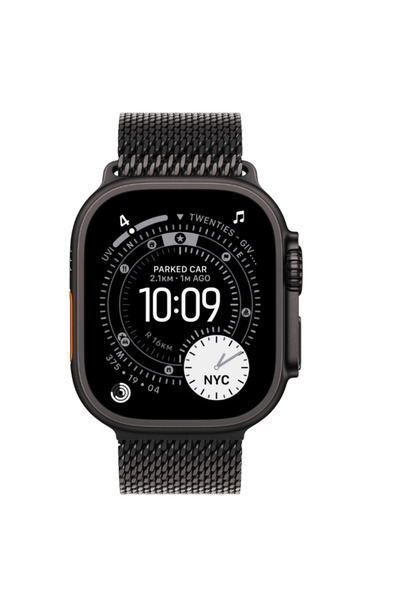 Apple Watch Ultra 3 49mm GPS+Cellular Black Titanium Case, Milanese Loop M