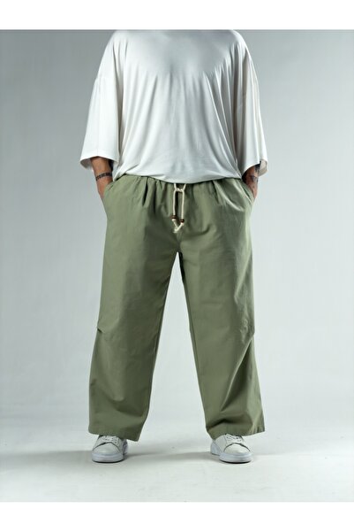 COCOPELLI Ανδρικό φαρδύ παντελόνι χακί με λεπτομέρεια στο γόνατο COC3113