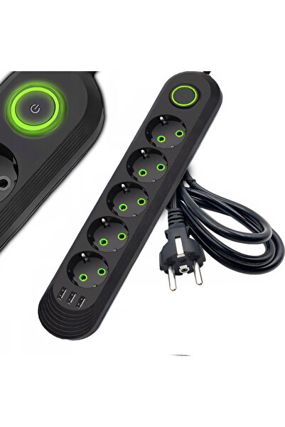 zola Πολυλειτουργικό πολύπριζο με 5 πρίζες, 5 μέτρα, 110-250 V, 3 θύρες USB, ...