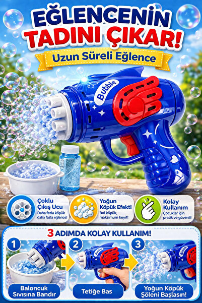 YILDIRIM OYUNCAK Pilli Işıklı Köpük Tabancası Bubble Gun 15cm – Sıvıya Batır ...