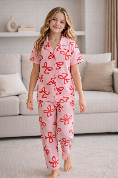 Beka Kids Κοριτσίστικο σετ πιτζάμες με μοτίβο, με κουμπιά μπροστά, αναδιπλούμ...