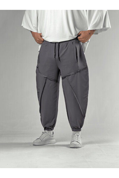 COCOPELLI Pantaloni jogger pentru bărbați, cu cusături detaliate, culoare afu...