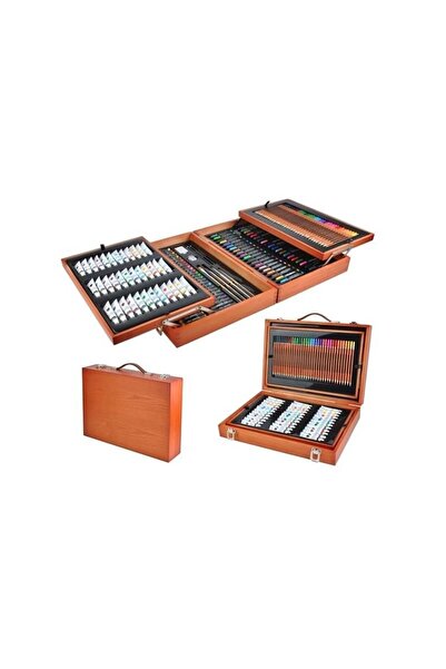 Andyluc Set Pictura si Desen 174 Piese, Valiza Lemn, Creioane, Markere, Vopse...