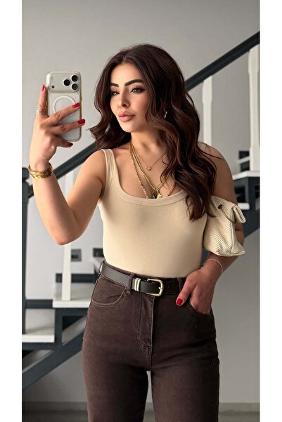Oslove Stone U-Neck Ribbed Bodysuit
