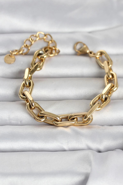 Clariss 316L Steel Gold Color Thick Chain Women's Bracelet