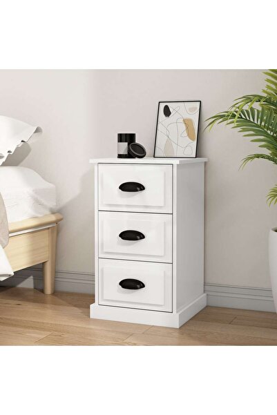 vidaxl Κομοδίνο Γυαλιστερό Λευκό 39x39x67 εκ.Επεξεργασμένο Ξύλο