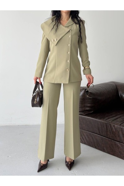 Ekim Store Σετ δύο τεμαχίων με σακάκι με χρυσά κουμπιά και παντελόνι με γιακά