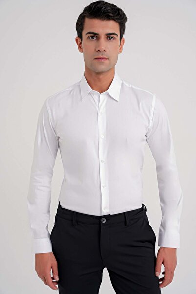 Efor Men's Slim Fit White Shirt Gk 747