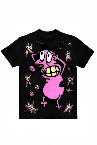 ARS Butik Μαύρο μπλουζάκι Unisex Y2K  "Courage the Cowardly Dog "