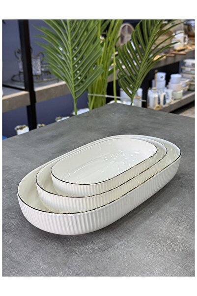 Doğudeko Porcelain 3-Piece Sierra 3-Piece Deep Medium Serving Set