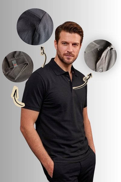 Baran Işık Premium 1. Classy Polo Collar Men's Lakos T-Shirt Comfortable Fit Breathable 100% Cotton