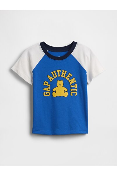 GAP Erkek Bebek Mavi Colorblock Brannan Bear Grafik Baskılı T-Shirt