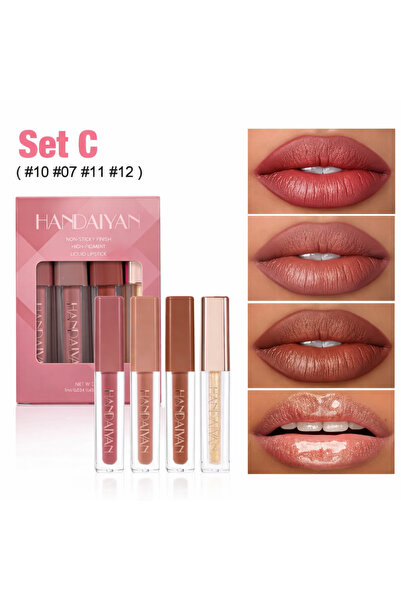 Handaiyan Σετ Ματ Υγρών Κραγιόν, 4 Χρώματα – Ανθεκτικά, Υψηλής Χρωματικής Από...