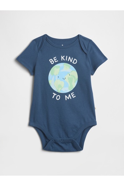 GAP Bebek Koyu Mavi Grafik Baskılı Bodysuit