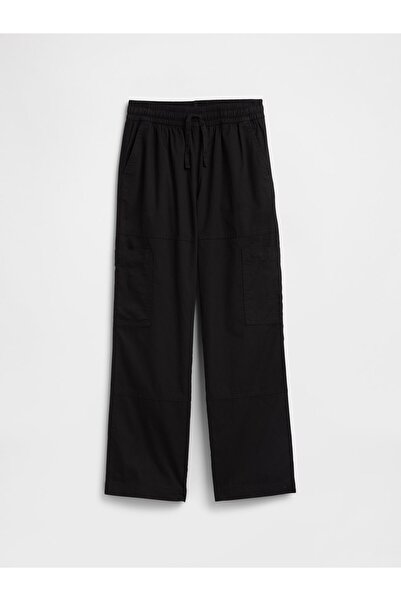 GAP Kız Çocuk Siyah Pull-On Relaxed Denim Kargo Pantolon
