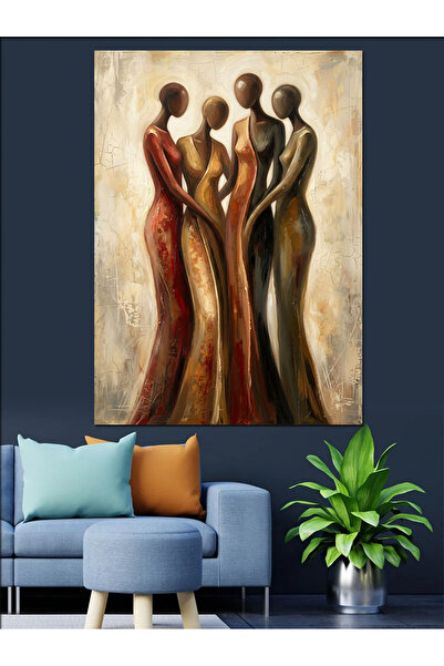 Artmeg Three Women Figures Hugging Each Other Decorative Canvas - Mdf Wood Pa...