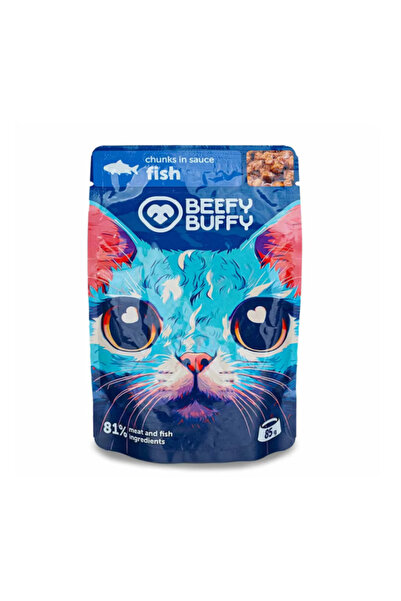 BEEFY BUFFY Hrana Umeda Pentru Pisici, cu Peste, 85 g
